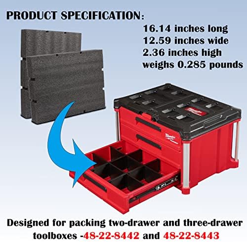 תוספות מגירת כלים מותאמות אישית לקצף 48-22-8452 עבור קופסאות כלי מגירת אריזה | מתאים לתוספות קצף של מילווקי